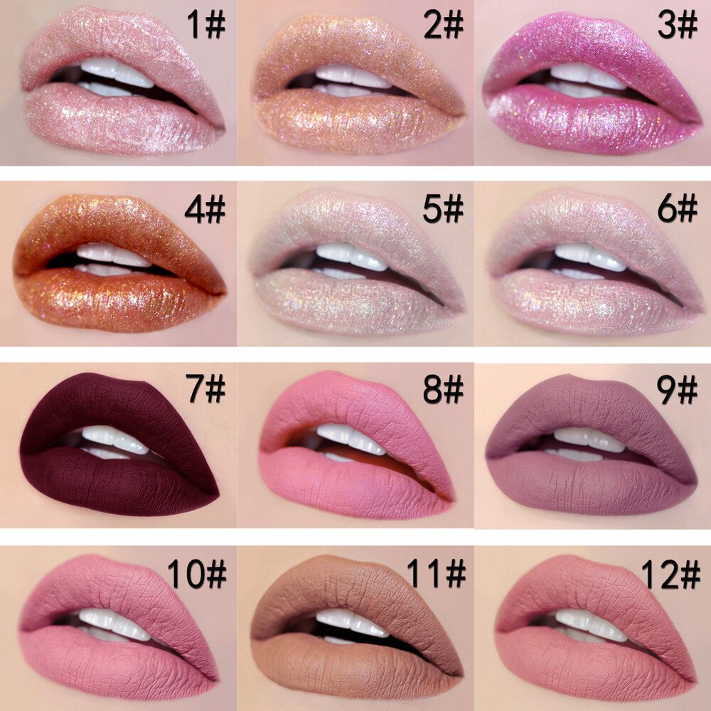 HANDAIYAN 1Pcs Glitter Liquid Lipstick Long Lasting Waterproof Lipsticks