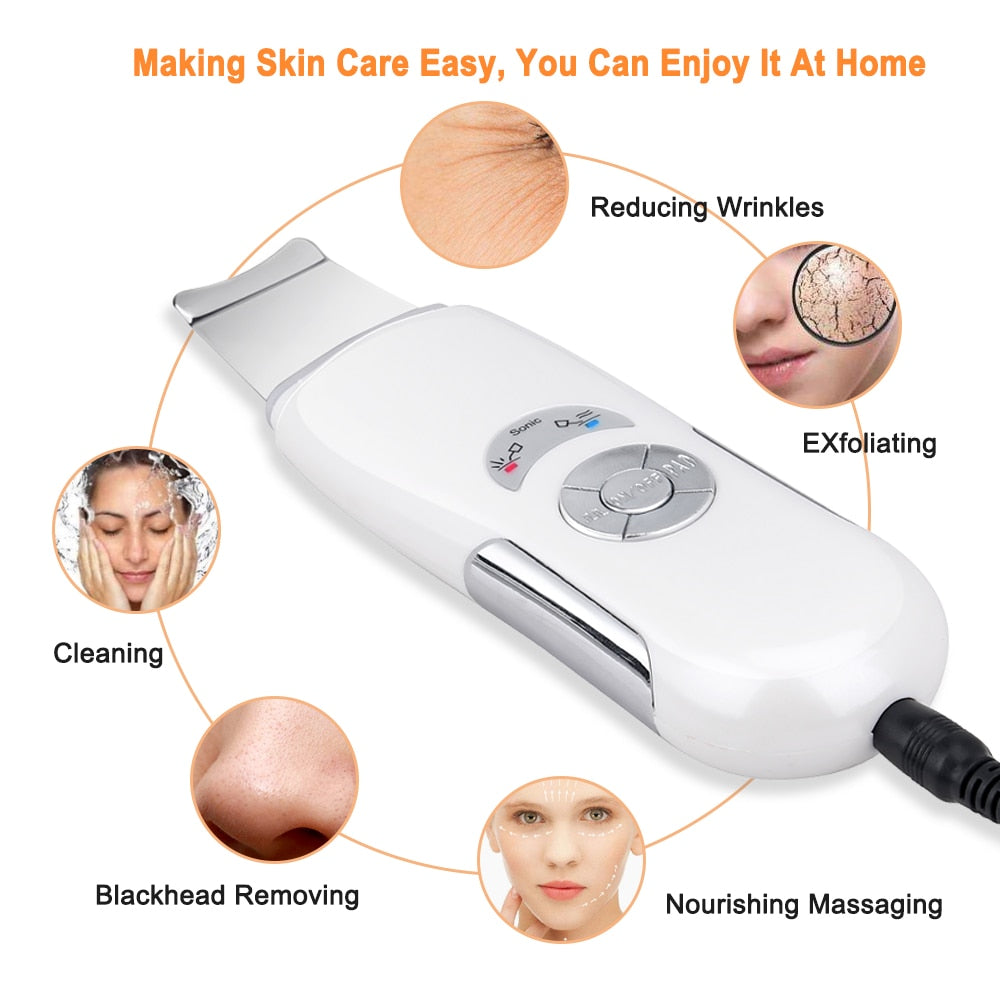 Home Use Ultrasonic Skin Scrubber Face Cleaner