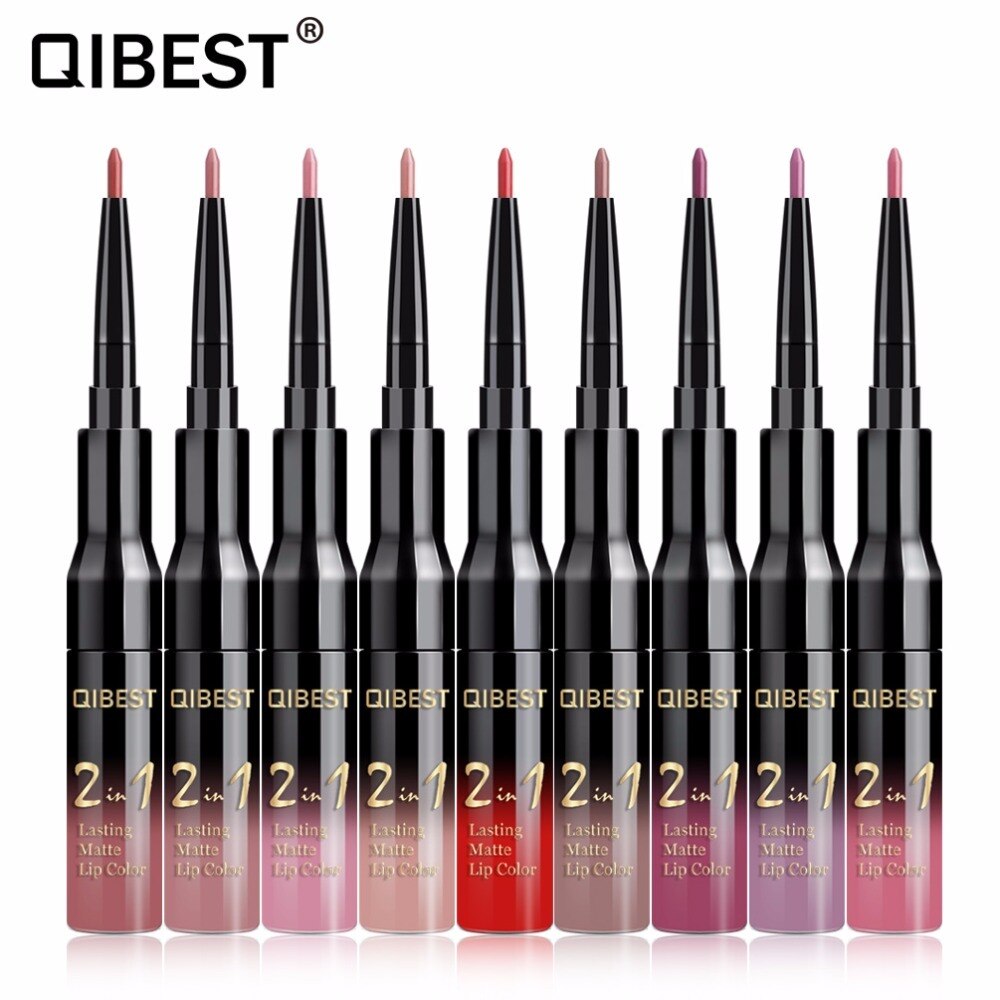 Qibest Double Head Matte Lip Gloss Lip Tint Liner