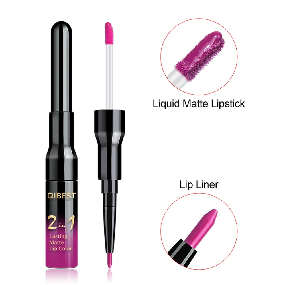 Qibest Double Head Matte Lip Gloss Lip Tint Liner