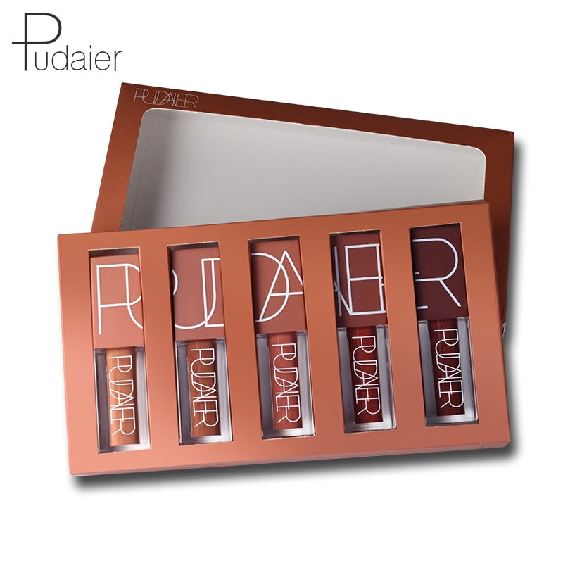 Pudaier 5 Colors/box Matte Nude Lip Gloss Kit Lips