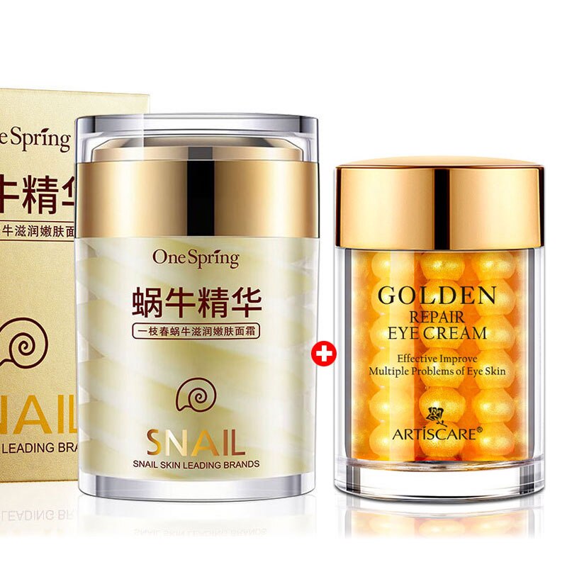 Snai Face Cream + Gold Eye Cream Eye Bags from Wrinkles aloe vera Anti Aging Removal Dark Circles Repair Moisturizing