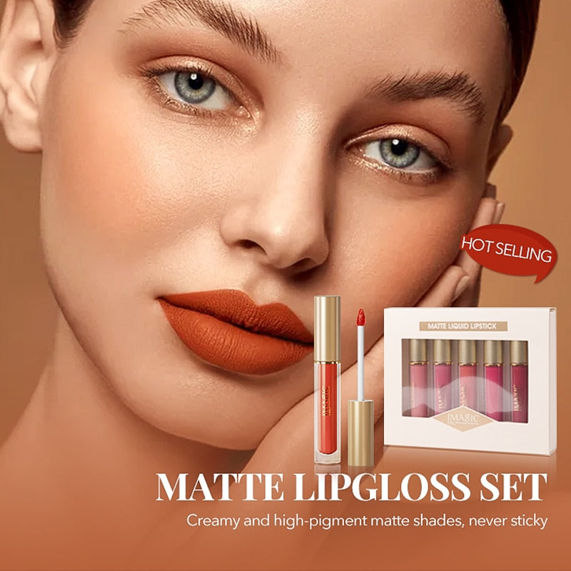 IMAGIC  5-color Set Waterproof Matte Velvet Nude Color Lipstick