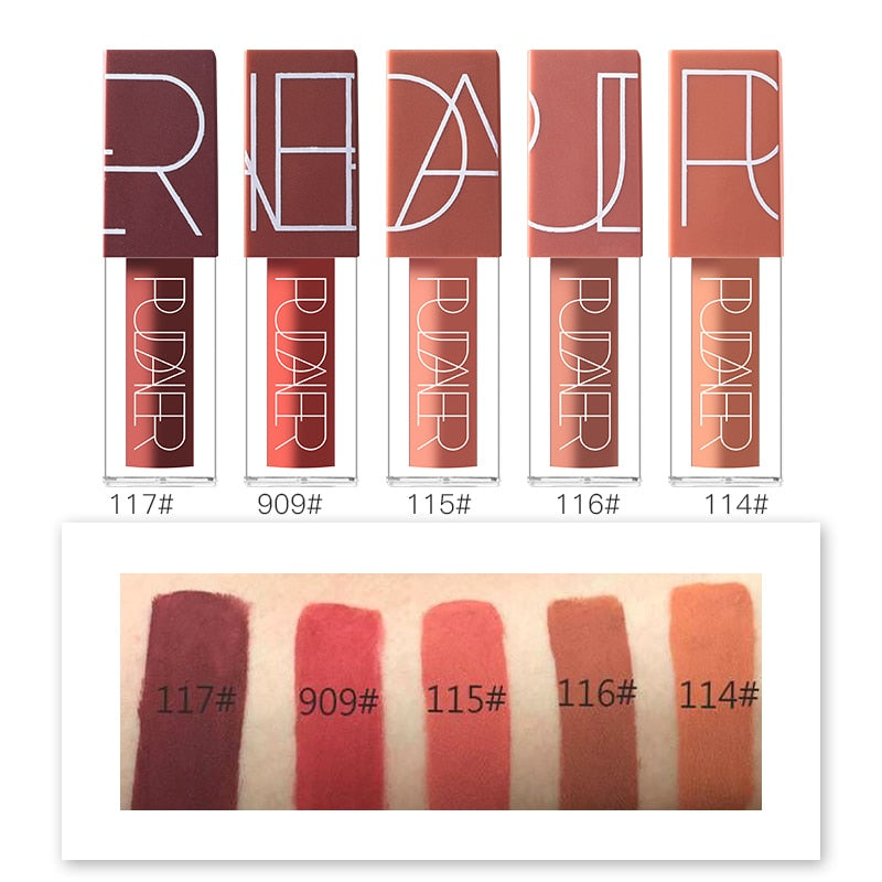 Pudaier 5 Colors/box Matte Nude Lip Gloss Kit Lips